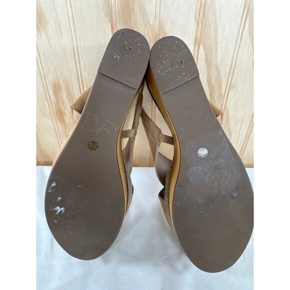 Diane von Furstenberg Tan Leather Cross Strap Slingback Wedge Sandals 7.5 - Picture 5 of 8